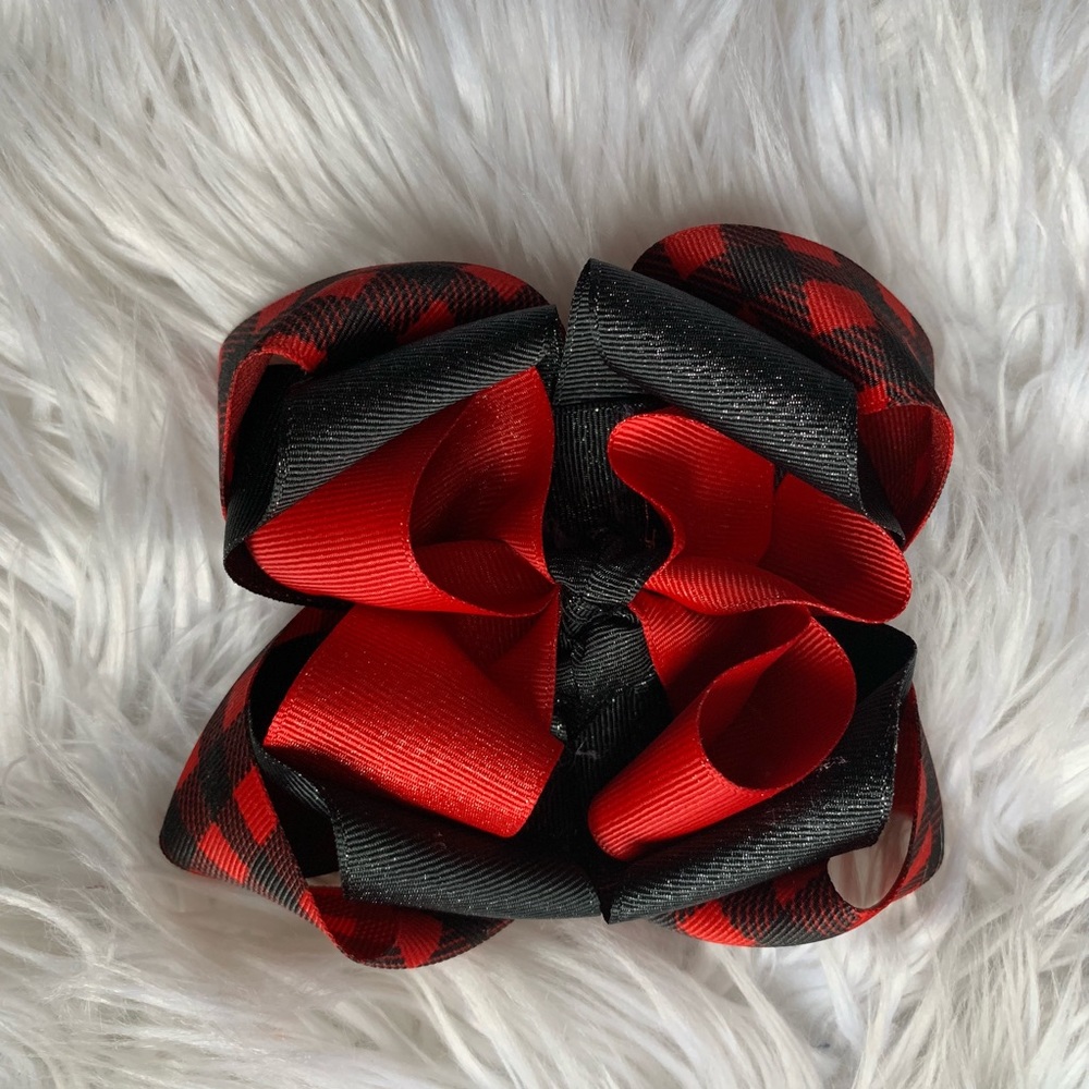 4” Buffalo Plaid Black & Red Dazzle Ribbon Bow